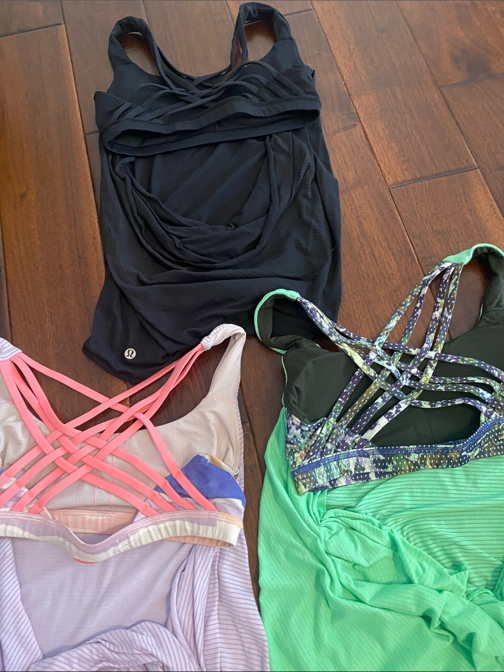lululemon athletica Strappy Tank Trio - Black, pink, and Mint, - Picture 2 of 3